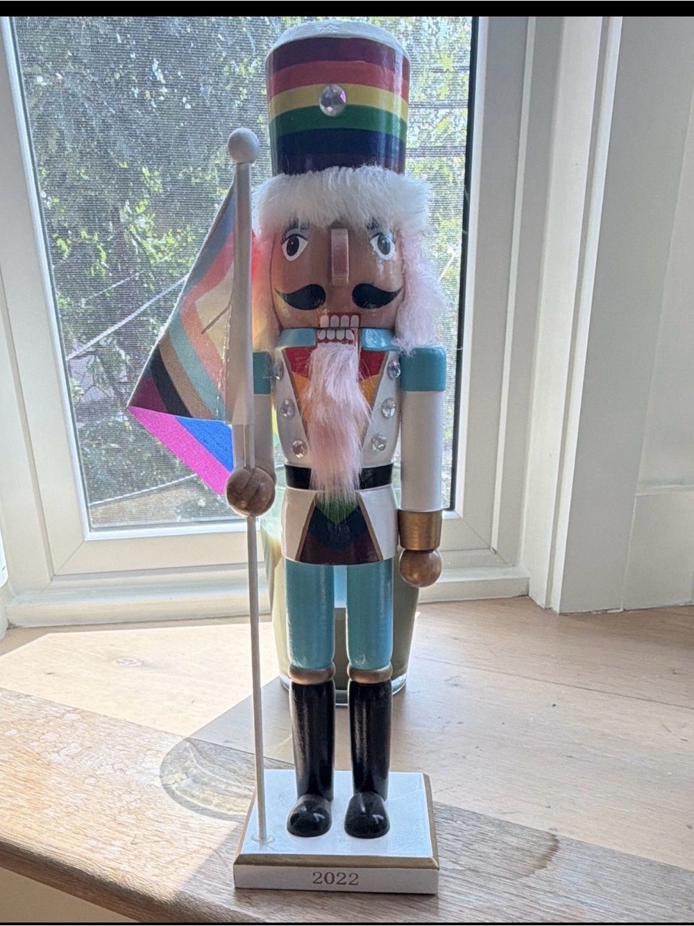 Target Pride Rainbow Nutcracker Soldier Wood Figurine Holding Flag Standing 2022